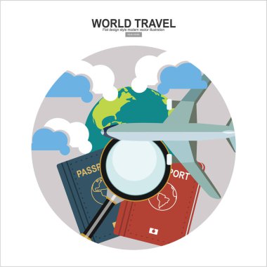 Dünya seyahat afiş, sadece vektör illüstrasyon   