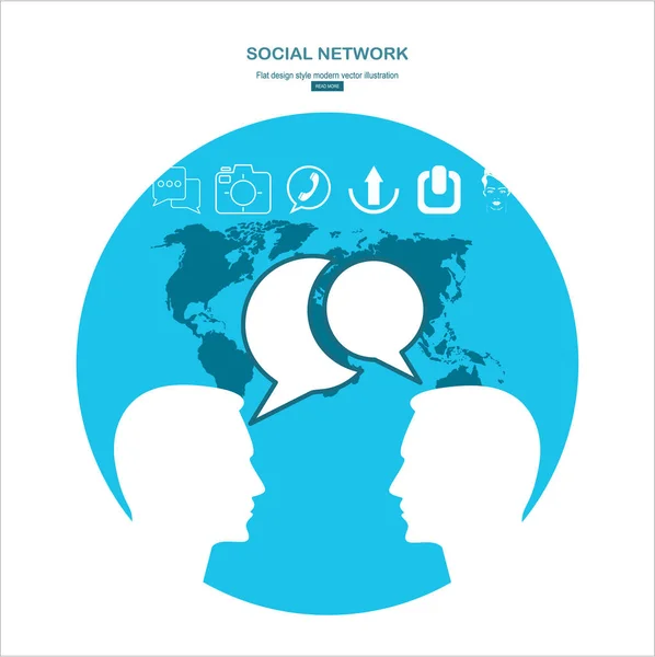 Social Network Semplicemente Illustrazione Vettoriale — Vettoriale Stock