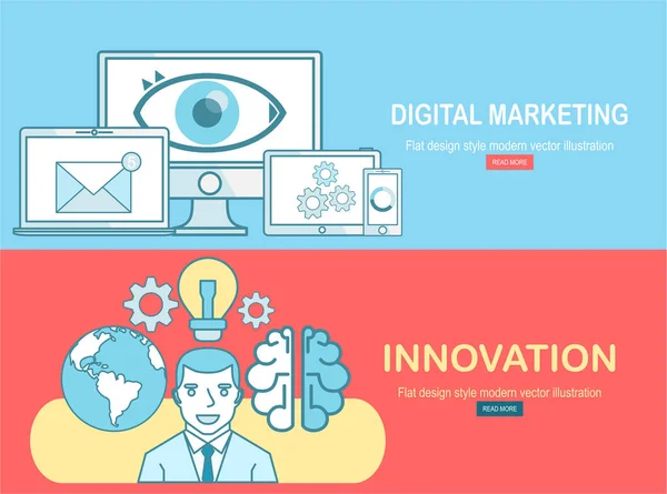 Marketing Digital Innovación Simplemente Ilustración Vectorial — Archivo Imágenes Vectoriales