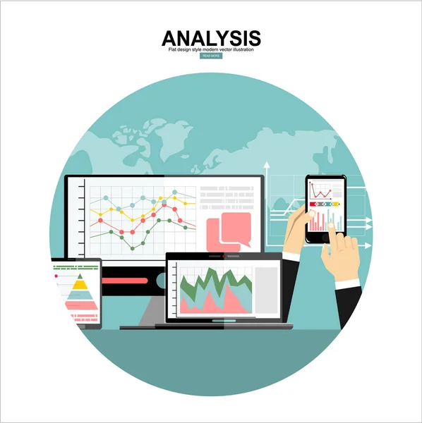 Analytics Kavramı Tema Vektör Çizim — Stok Vektör