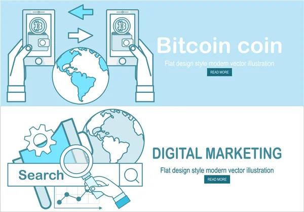 Bitcoin Marketing Digital Simplemente Vector Ilustración — Vector de stock