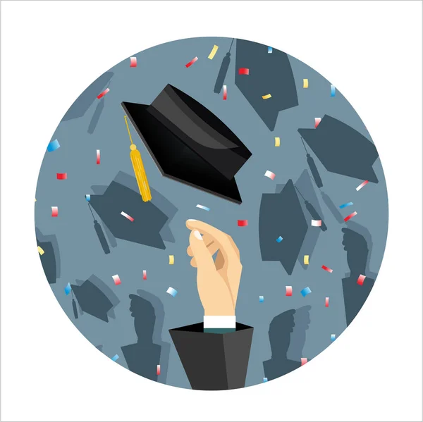 hand throwing graduate hat  simply vector illustration