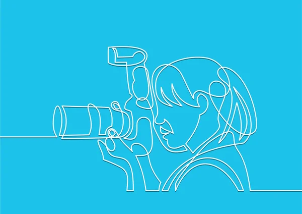 Девушка Фотокамерой Просто Векторная Иллюстрация — стоковый вектор