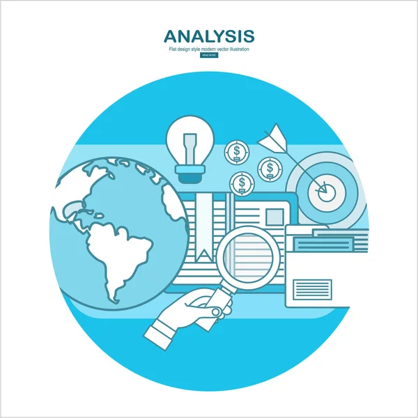 Conceptos Ilustración Diseño Plano Para Análisis Negocios Informe Financiero Consultoría — Vector de stock