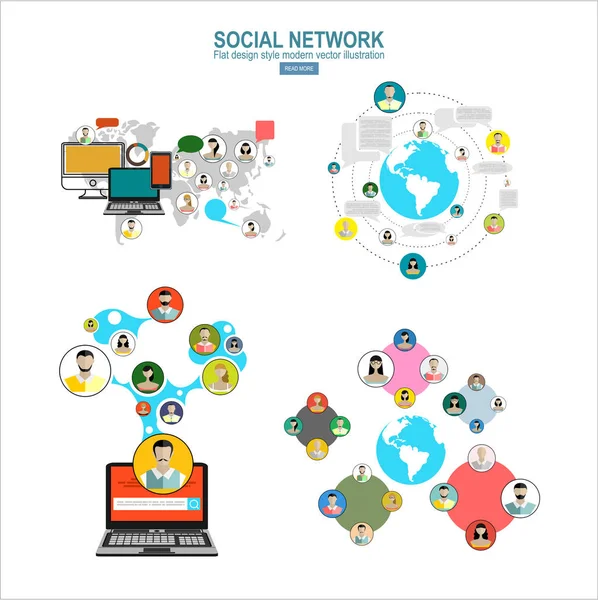 Social Network Semplicemente Illustrazione Vettoriale — Vettoriale Stock