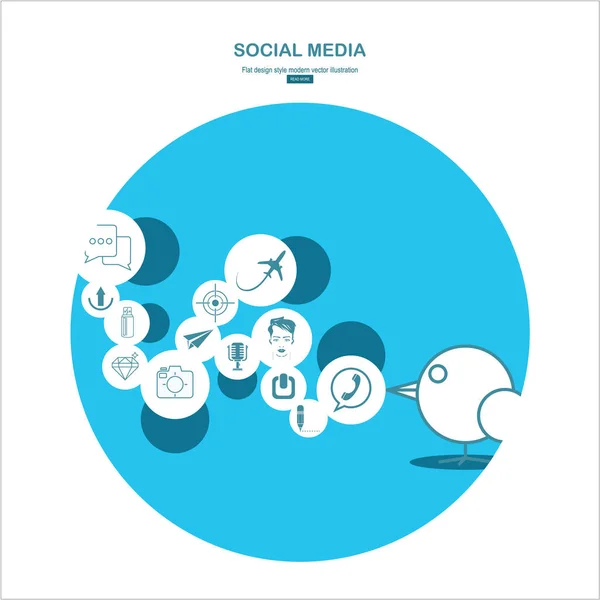 Social Media Semplicemente Illustrazione Vettoriale — Vettoriale Stock