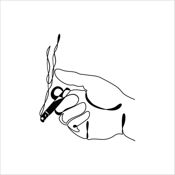 Hand Hält Zigarette Einfach Vektorillustration — Stockvektor