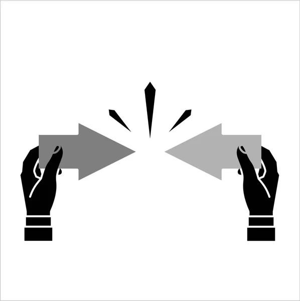 矢印を保持する手は 単にベクトルイラストレーション — ストックベクタ