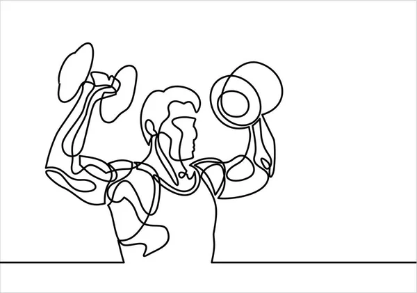 Sportsman Med Hantlar Helt Enkelt Vektor Illustration — Stock vektor