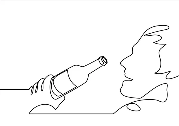 Человек Пьющий Пиво Просто Векторная Иллюстрация — стоковый вектор