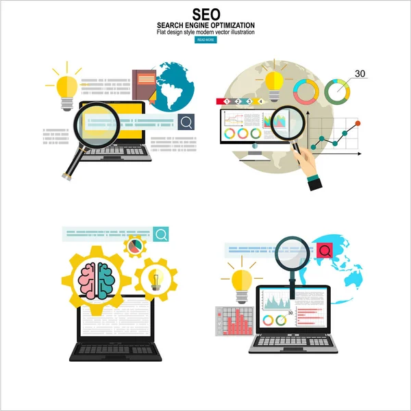 Set Seo Banners Simply Vector Illustration — Stock Vector