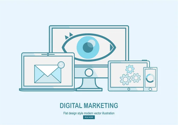 Marketing Digital Simplesmente Ilustração Vetorial — Vetor de Stock