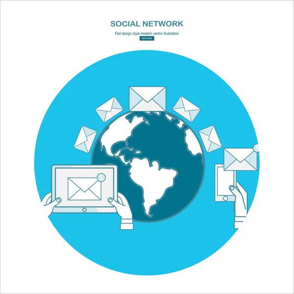 Social Network Semplicemente Illustrazione Vettoriale — Vettoriale Stock