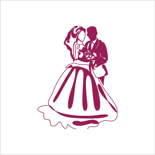 Pareja Boda Simplemente Vector Ilustración — Archivo Imágenes Vectoriales