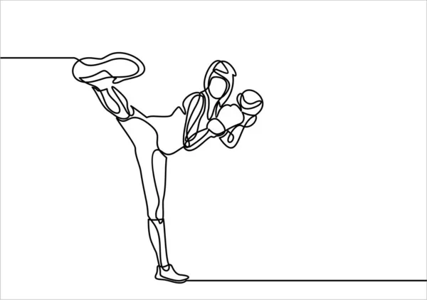 Kick Boxer Femminile Semplicemente Illustrazione Vettoriale — Vettoriale Stock