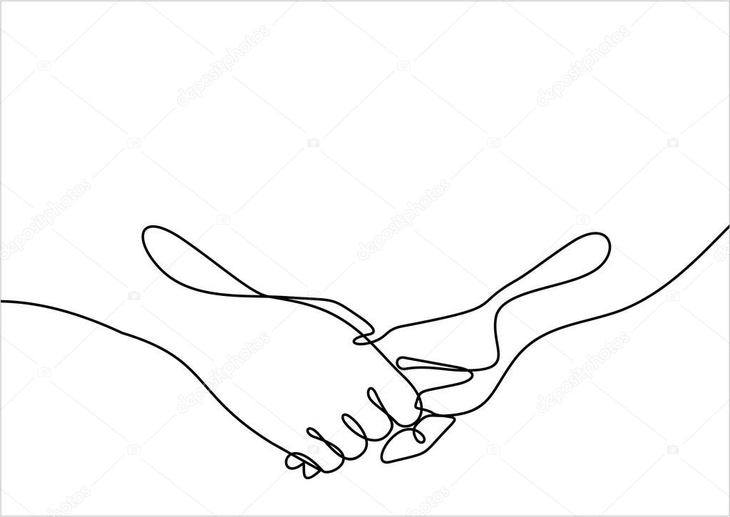 hands holding each other simply vector illustration    