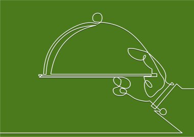 garson tutan yemek sadece vektör illüstrasyon    