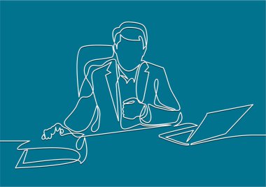 dizüstü bilgisayar ile işadamı sadece vektör illüstrasyon    