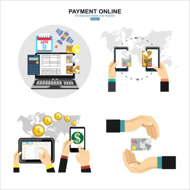 İş analizi, mali rapor, danışmanlık, takım çalışması, proje yönetimi ve geliştirme için düz tasarım illüstrasyon kavramlar.