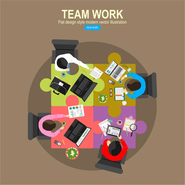 Trabajo Equipo Simplemente Vector Ilustración — Vector de stock