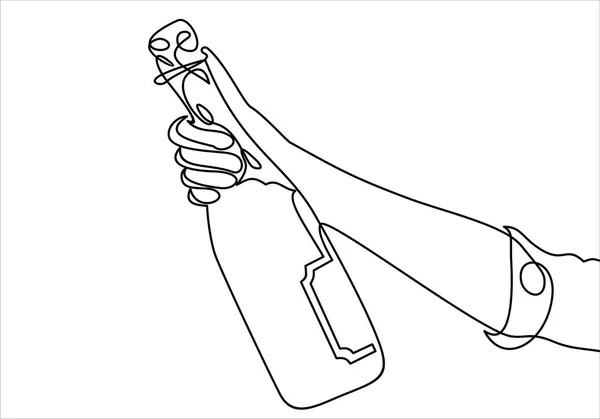 Mano Con Botella Simplemente Vector Ilustración — Archivo Imágenes Vectoriales