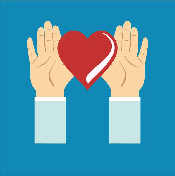 hands with heart simply vector illustration