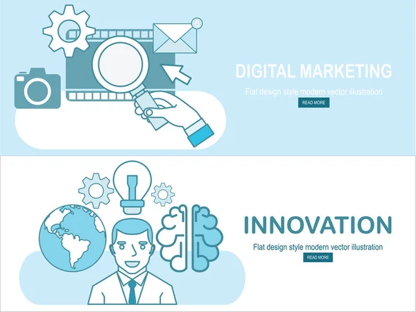 Innovación Marketing Digital Banner Simplemente Vector Ilustración — Archivo Imágenes Vectoriales