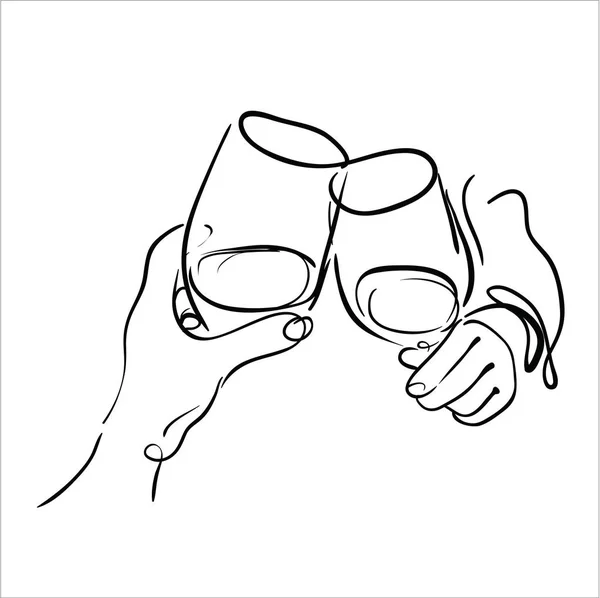 Hand Holding Champagne Glasses Simply Vector Illustration — Stock Vector