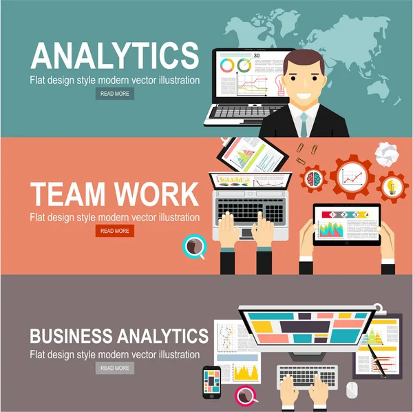 Analyse Teamarbeit Und Business Analytics Einfach Vektorillustration — Stockvektor