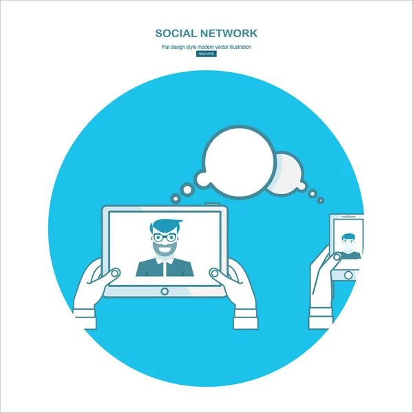 Social Network Semplicemente Illustrazione Vettoriale — Vettoriale Stock