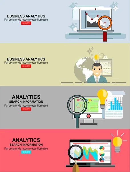 Flache Vektor Illustration Von Webanalyse Informationen Und Entwicklung Website Statistik — Stockvektor