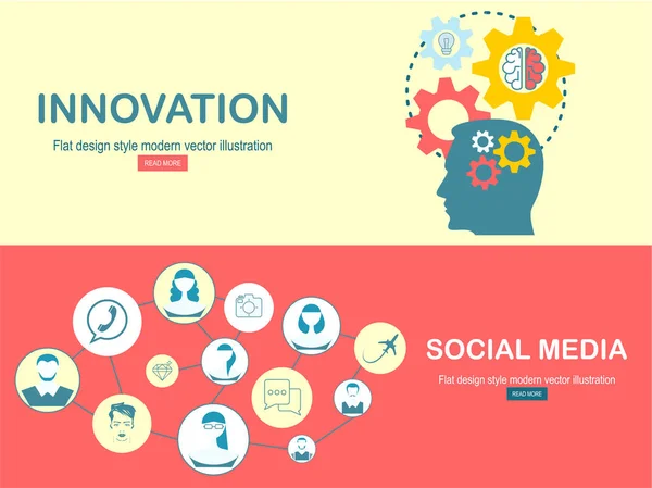 Sociální Média Inovace Jednoduše Vektorová Ilustrace — Stockový vektor