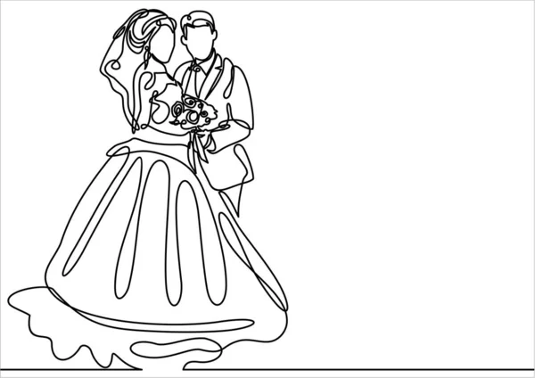 Pareja Boda Simplemente Vector Ilustración — Archivo Imágenes Vectoriales