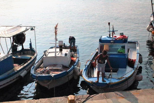 Lindo Barcos Pesca Sicilia Italia — Foto de Stock