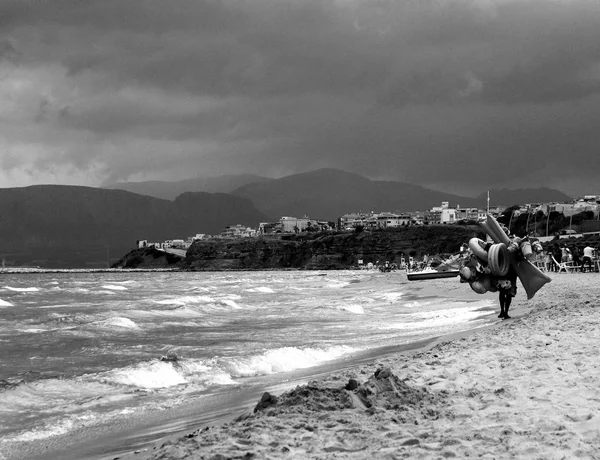 Suggestiva Immagine Una Spiaggia Sicilia Con Promontorio Sullo Sfondo — Foto Stock