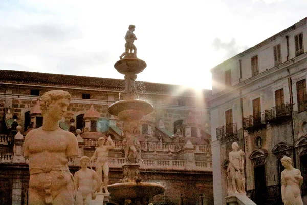 Vista Panorâmica Piazza Pretoria Piazza Della Vergogna Palermo Sicília — Fotografia de Stock