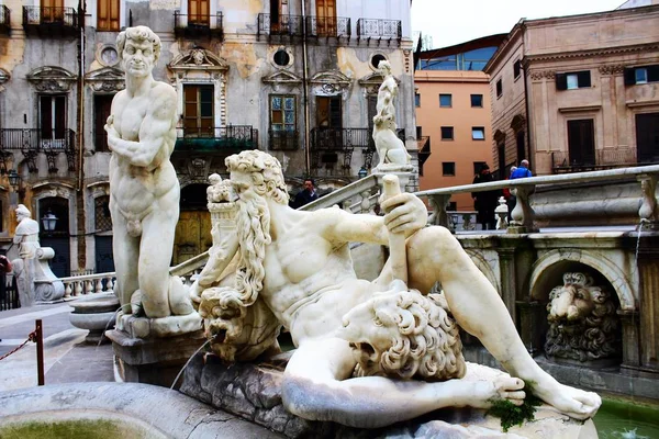 Vista Panorâmica Piazza Pretoria Piazza Della Vergogna Palermo Sicília — Fotografia de Stock