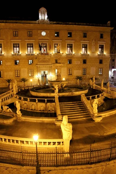 Piazza Pretoria Veya Piazza Della Vergogna Palermo Sicilya Nın Panoramik — Stok fotoğraf