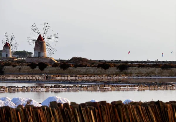 evocative image of the natural reserve of the Stagnone or natural reserve of the Salinedello Stagnone near Marsala and Trapani, Sicily, Italy