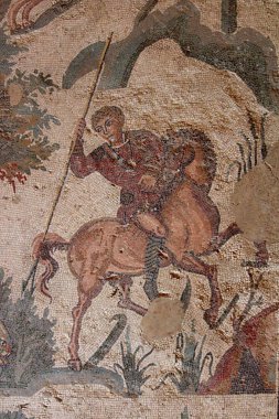 Mozaik zemin, Villa Romana del Casale (300 Ad) Piazza Armerina Sicilya, İtalya. Unesco Dünya Mirası