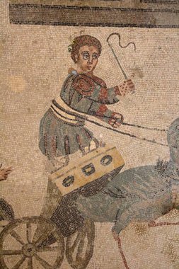 Mozaik zemin, Villa Romana del Casale (300 Ad) Piazza Armerina Sicilya, İtalya. Unesco Dünya Mirası