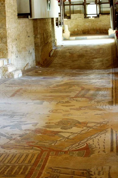 Mosaic Floor Villa Romana Del Casale 300 Piazza Armerina Sicília — Fotografia de Stock