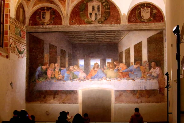 意大利 2017年11月24日 莱昂纳多 芬奇在圣玛丽亚 格拉齐修道院的修道院里 令人回味的 最后的晚餐 — 图库照片