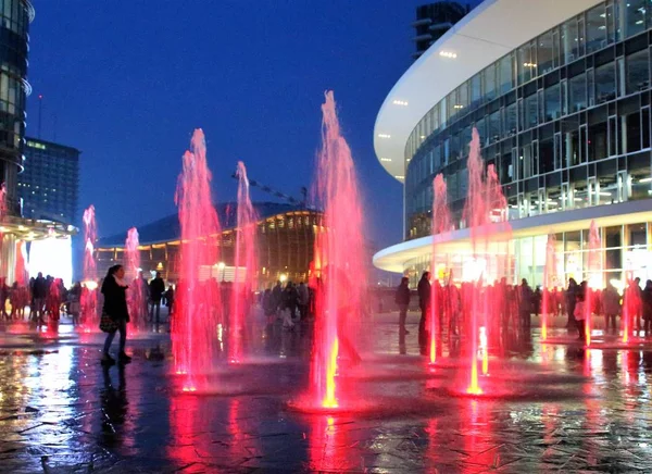 Mailand Italien November 2016 Stimmungsvolles Nachtbild Der Neuen Gebäude Auf — Stockfoto