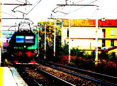 Milano, İtalya - 22 Ekim 2016: Romolo tren istasyonundan geçen trenin evocativa hayali