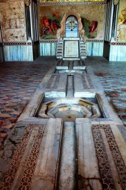 Palermo, İtalya - 01 Ekim 2017 - Zisa 'nın Norman Sarayı' nın anımsatıcı görüntüsü, detay