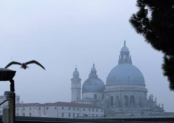 Veneza Itália Dezembro 2018 Evocativa Imagem Canal Veneza Com Cúpula — Fotografia de Stock