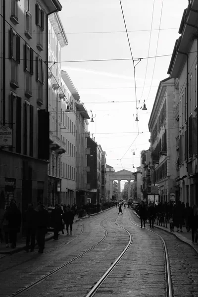 Milan Itálie Ledna 2017 Evokativní Snímek Corso Porta Ticinese Směru — Stock fotografie