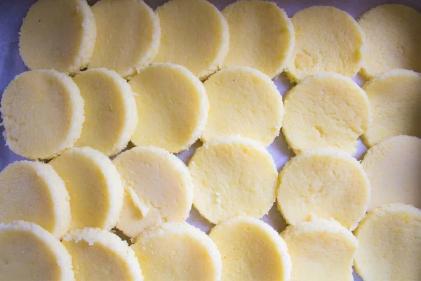 Imagen Evocadora Una Receta Típica Italiana Sémola Queso Llamada Gnocchi — Foto de Stock