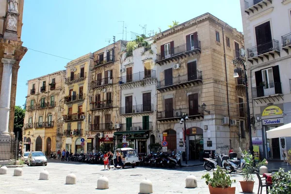 Palermo Włochy Sugestywny Widok Plac San Domenico — Zdjęcie stockowe